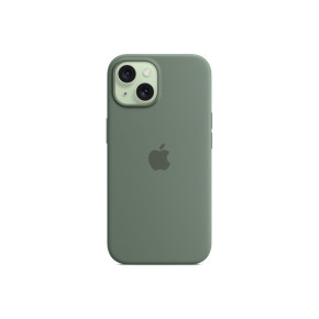 Луксозен силиконов гръб оригинален MT0X3ZM/A OFFICIAL Apple Silicone Case With MagSafe за Apple iPhone 15 6.1 зелен/Cypress